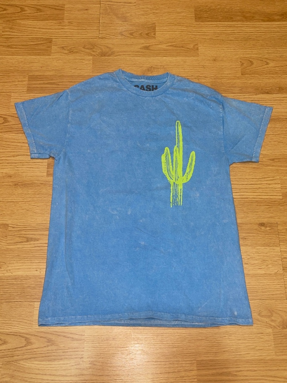 Johnny Cash Distressed Blue Cowboy Short Sleeve Tee Shirt Size Medium